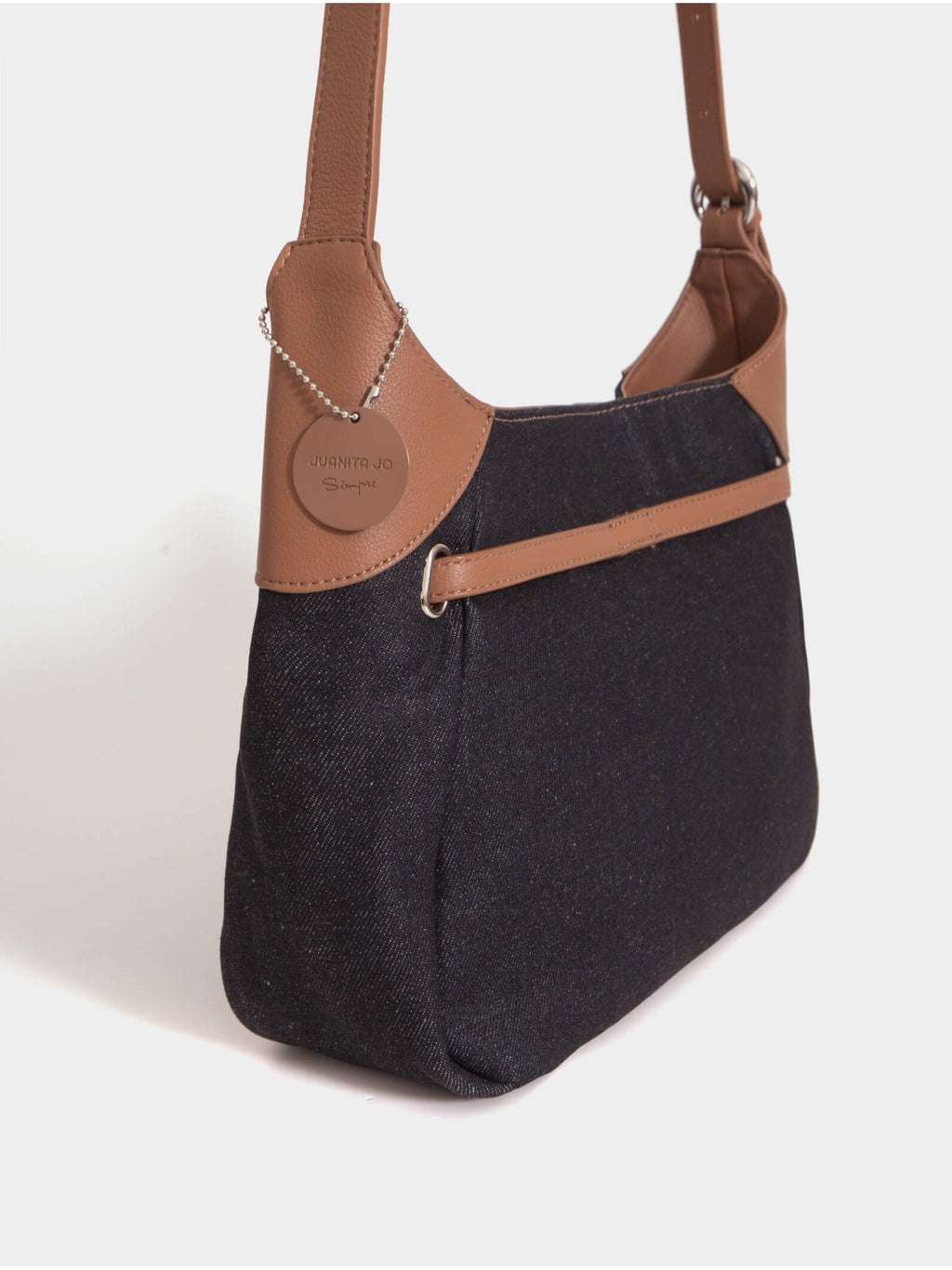 Cartera De Hombro Denim Jessie Negro Y Suela