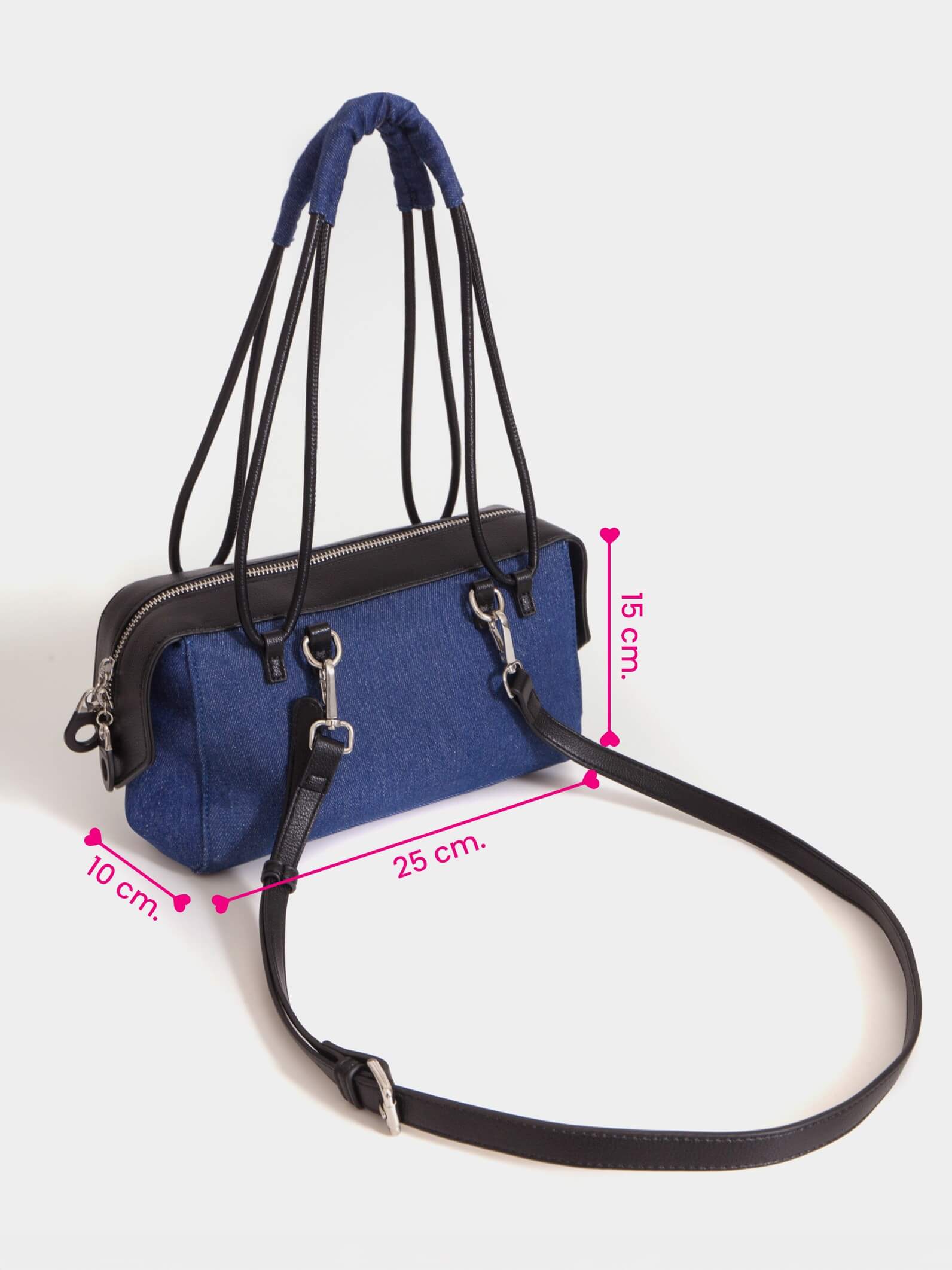 Baguette Denim Jessie Azul Y Negro