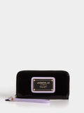 Billetera Hand Pocket Negro Con Lila De Charol