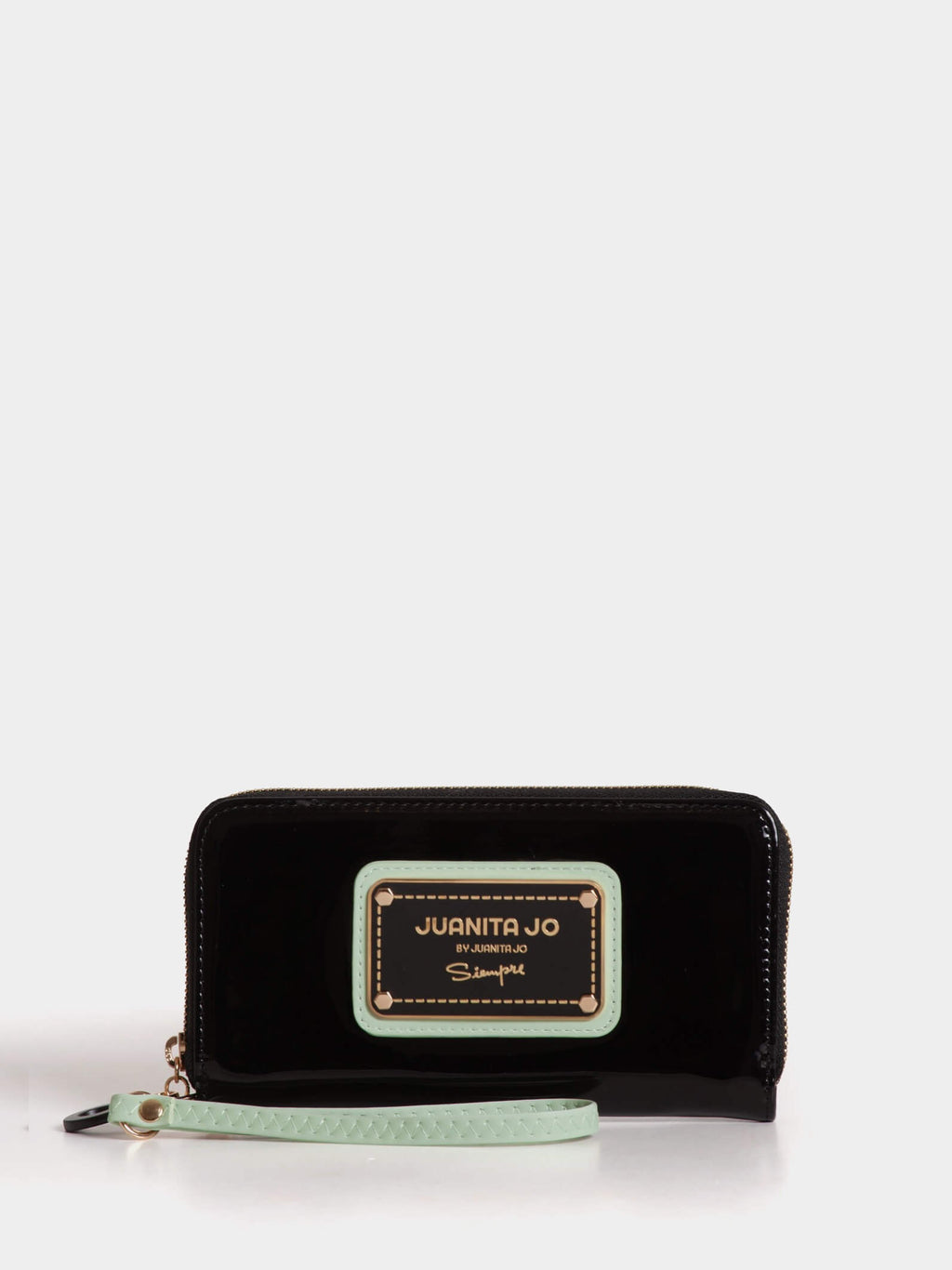 Billetera Hand Pocket Negro Menta De Charol