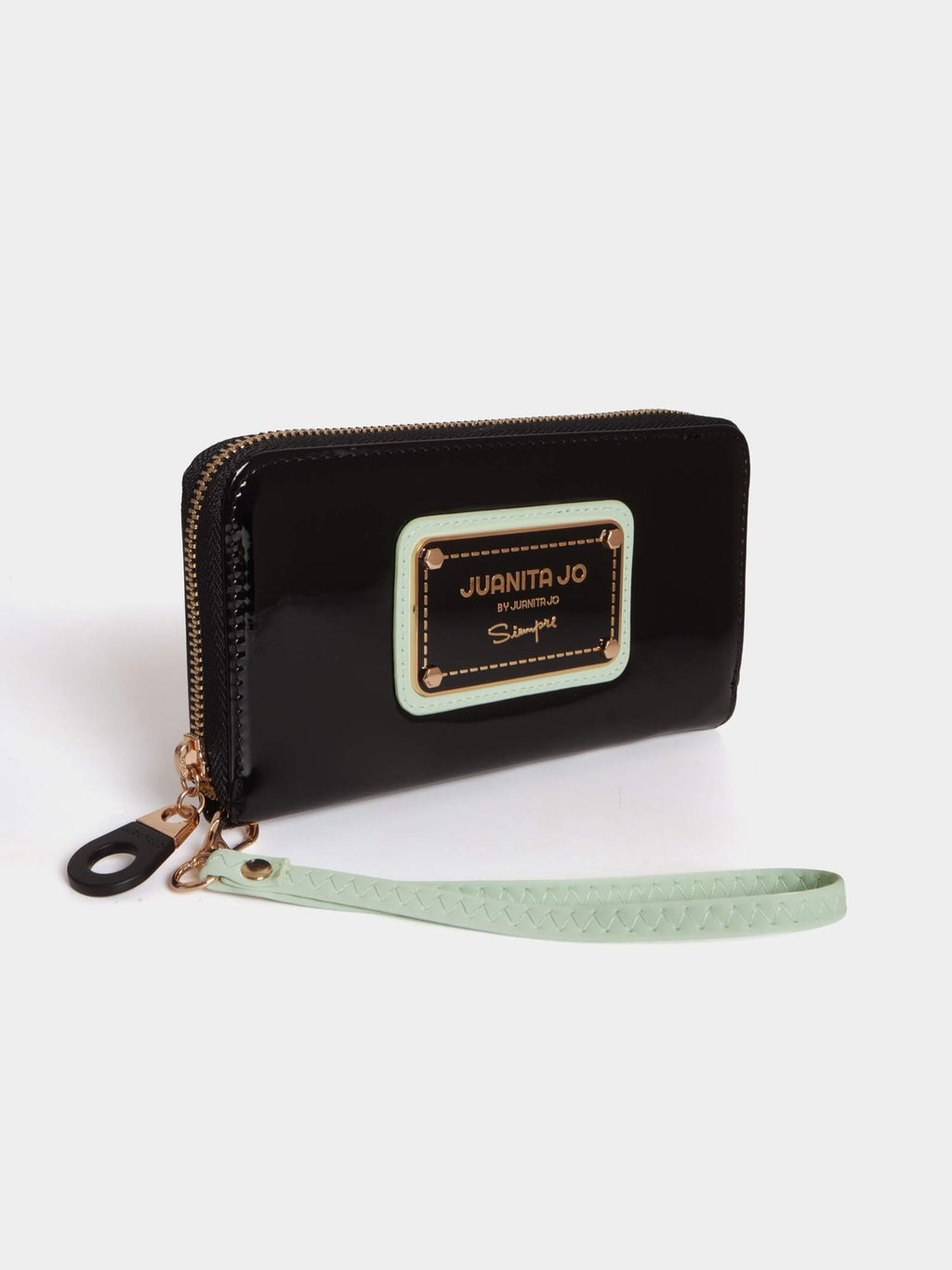Billetera Hand Pocket Negro Menta De Charol
