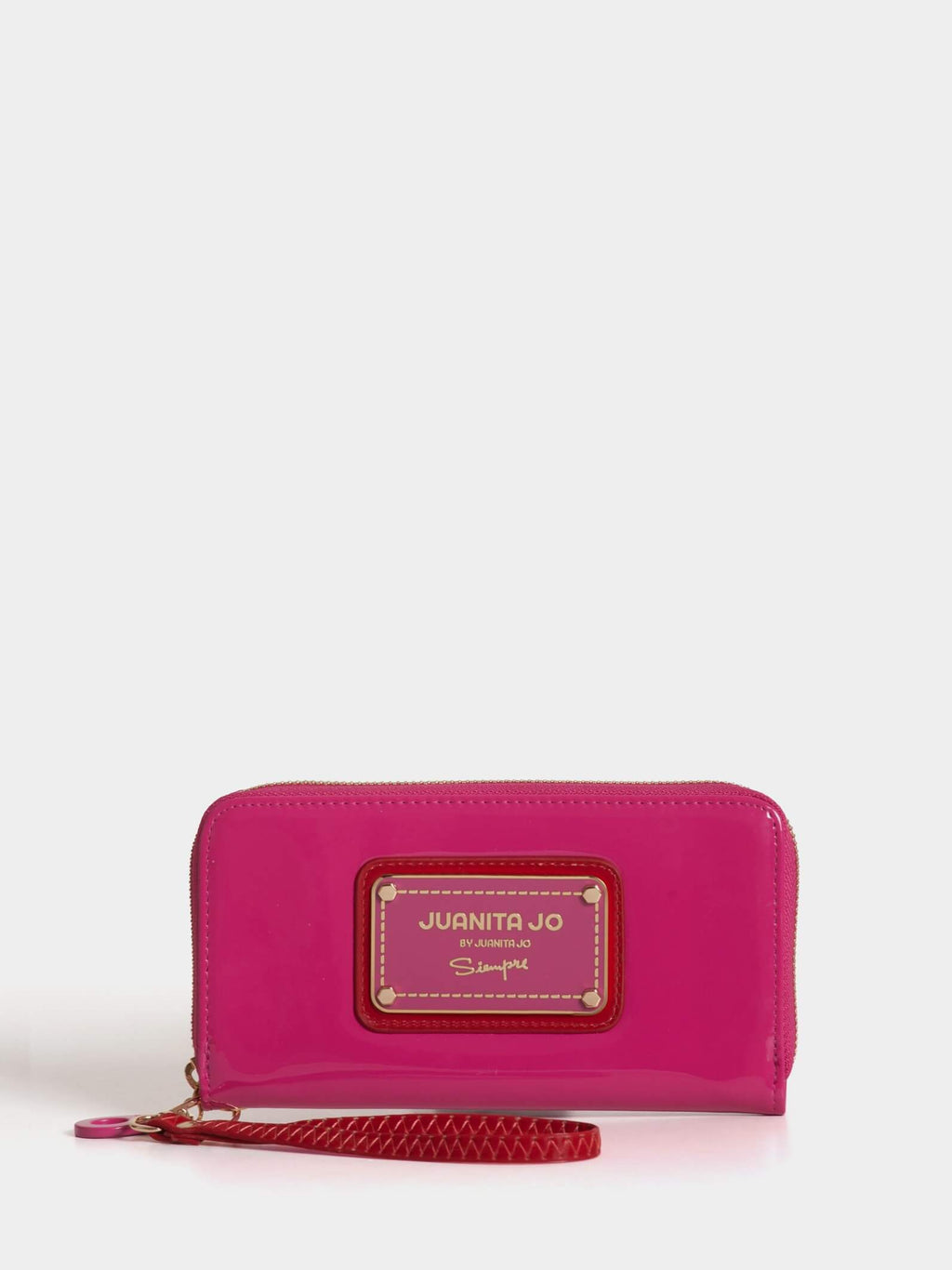 Billetera Hand Pocket Fuscia Rojo De Charol
