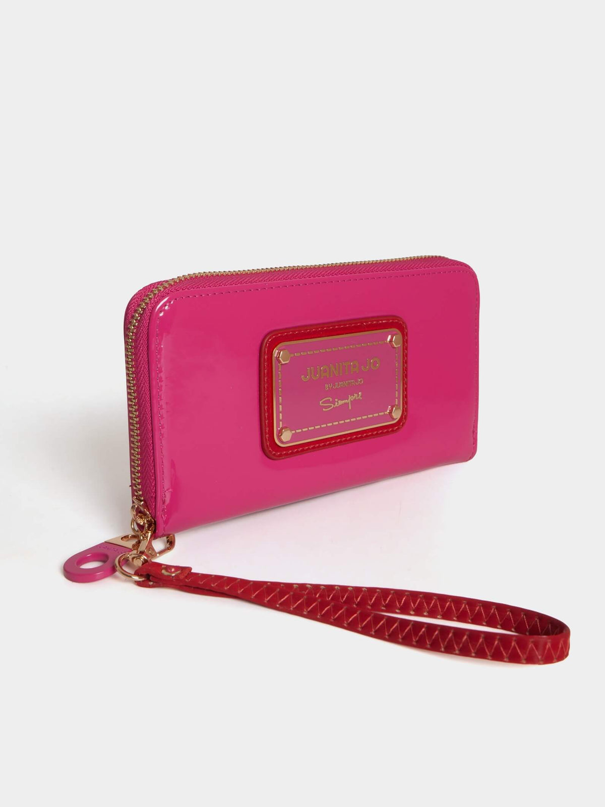 Billetera Hand Pocket Fuscia Rojo De Charol