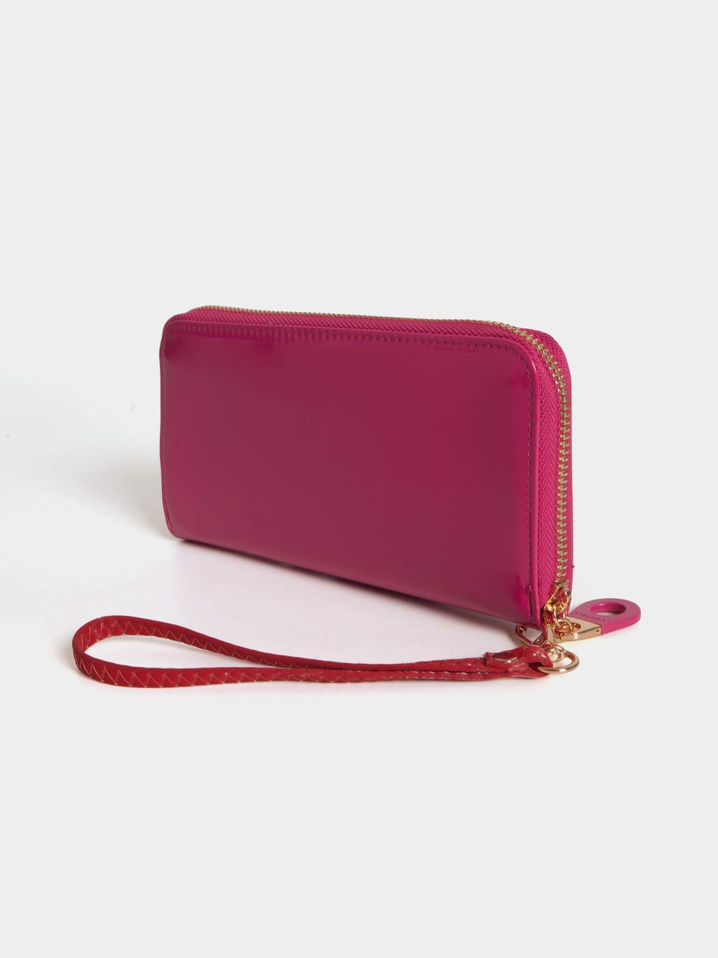 Billetera Hand Pocket Fuscia Rojo De Charol