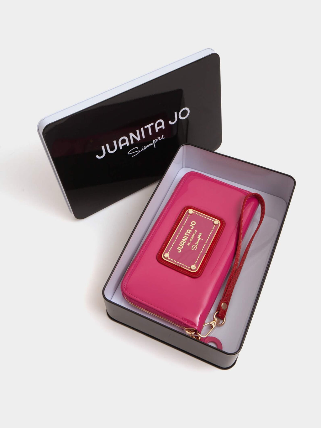 Billetera Hand Pocket Fuscia Rojo De Charol