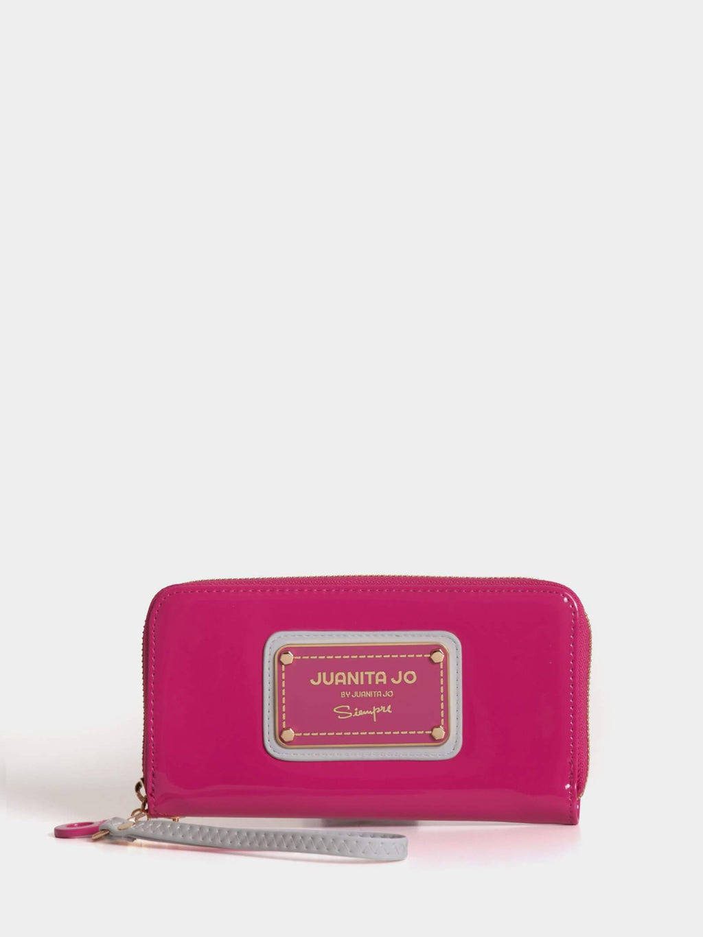 Billetera Hand Pocket Fucsia Gris De Charol