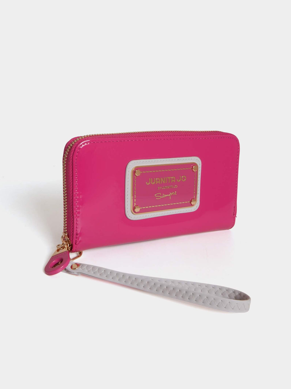 Billetera Hand Pocket Fucsia Gris De Charol