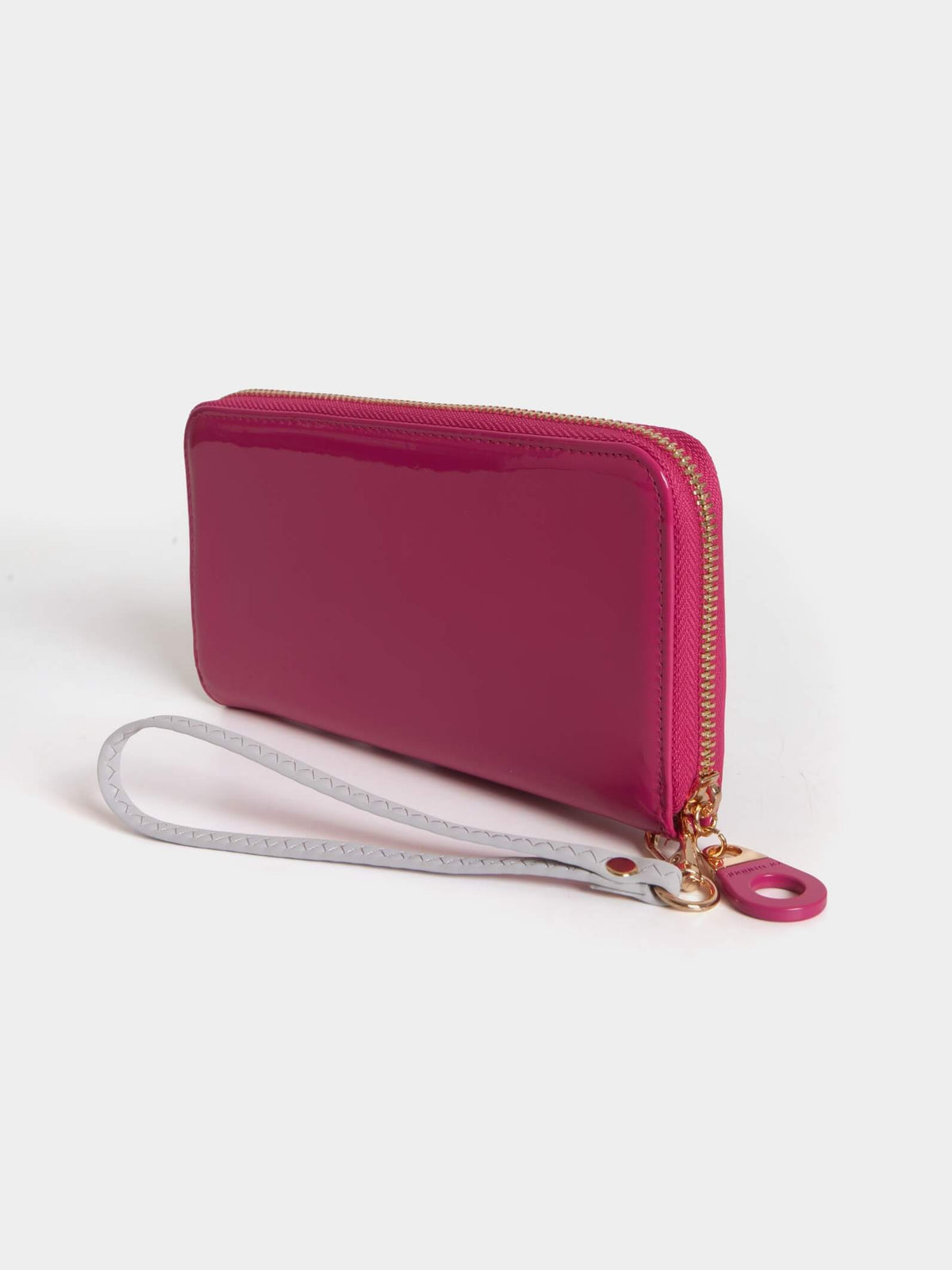 Billetera Hand Pocket Fucsia Gris De Charol